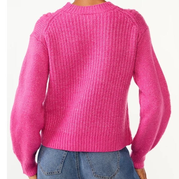 SCOOP Womens textured cable knit sweater pink - Picture 2 of 7